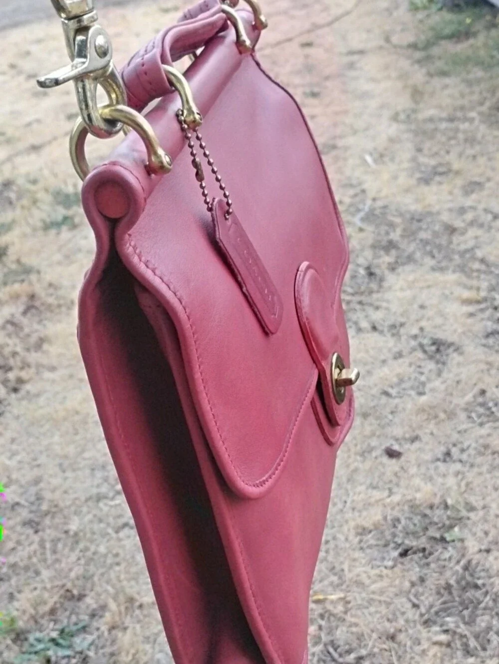 Coach Red Leather Satchel with Gold-Tone Hardware